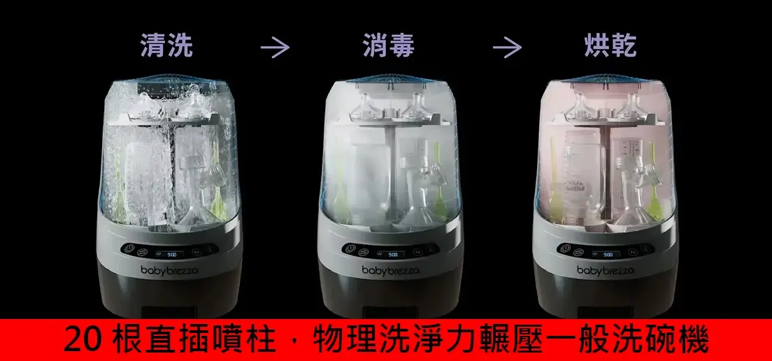 Baby Brezza 洗奶瓶機清洗消毒烘乾實測：破解洗碗機洗不乾淨災情